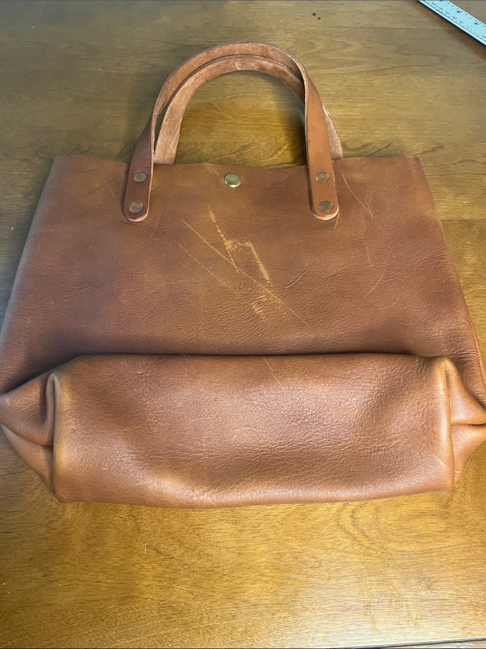 KMM & Co. Classic Brown Leather Tote Bag - Women's Carryall
